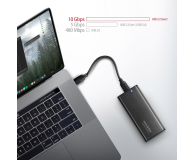 AXAGON EEM2-SB2 Obudowa zewnętrzna aluminiowa bezśrubowa USB-C 3.2 Gen 2 - M.2 NVMe / SATA SSD 30-80mm ALU pudełko czarne + USB-A - USB-C redukcja - 1353423 - zdjęcie 9